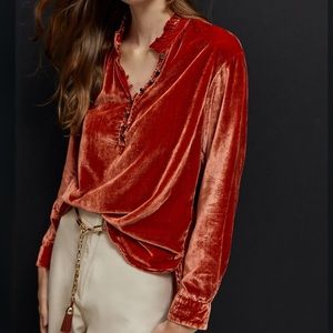Orange Velvet Anthropologie blouse